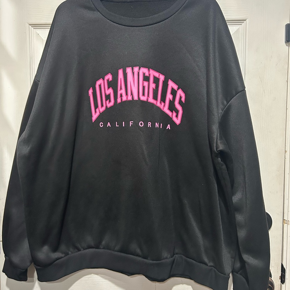 SHEIN black oversized sweatshirt with pink text Los Angeles Size: 4XL #oversized